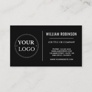 Simple Corporate Logo Professional Employee Black Business Card