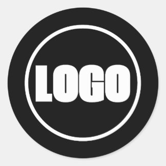 Simple Corporate Marketing Brand White Black Logo Classic Round Sticker