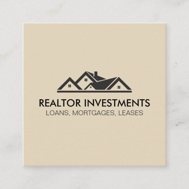 Simple Corporate Real Estate Agent Square Business Card (Front)