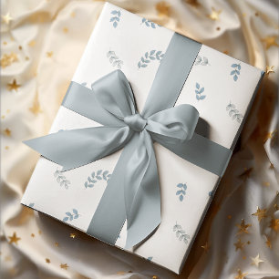 Simple Cosy Boho Leaves White Background Wrapping Paper