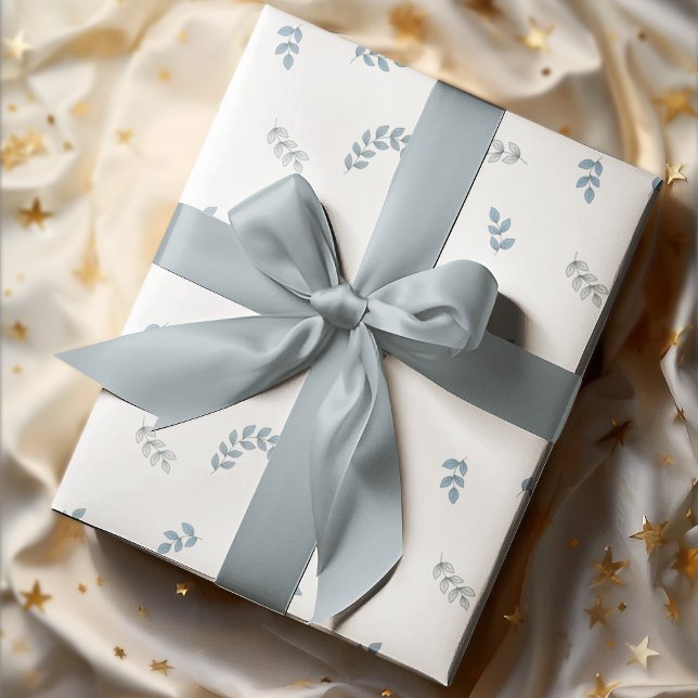 Simple Cosy Boho Leaves White Background Wrapping Paper (Creator Uploaded)