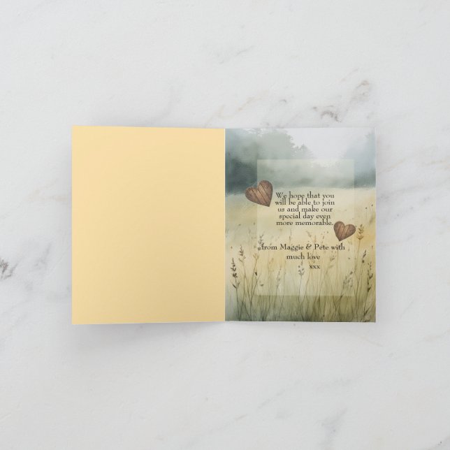 Simple country heart design wedding invitation (Inside)