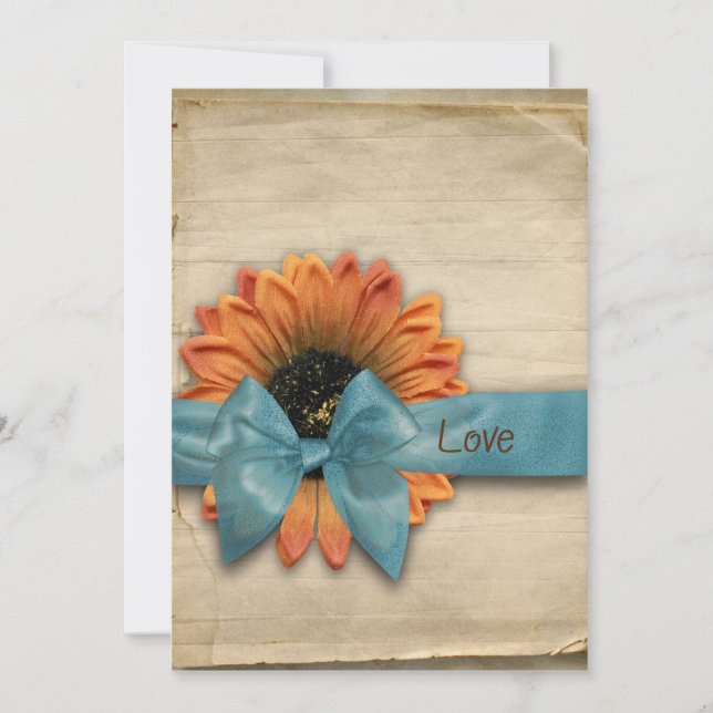 Simple Country Sunflower Wedding Personalised Invitation (Front)