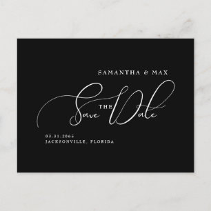 Simple Couple B/W Photo Elegant Save the Date Announcement Postcard