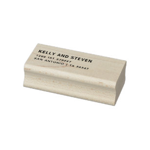 Simple Couple Left Aligned Return Address Wooden Rubber Stamp