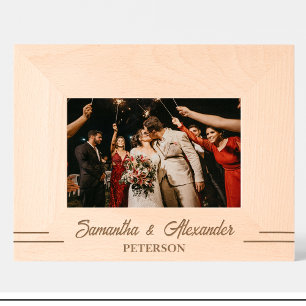 Simple Couple Name Engraved Wood Frame