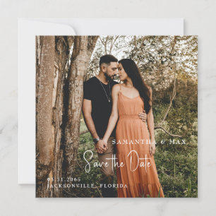 Simple Couple Photo Modern Square Save the Date