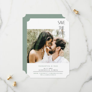 Simple Couple Photo Sage Ticket Save the Date