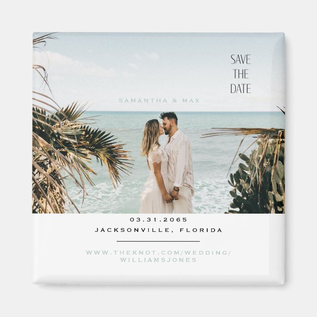 Simple Couple Photo Seafoam Save the Date Magnet (Front)