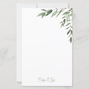 Simple Couple Script Names Foliage Wedding