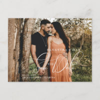 Simple Couple Two Photo Elegant Save the Date