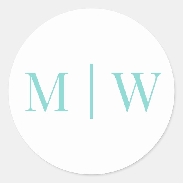 Simple Couple Wedding 2 Initial Mon VS DIY Colours Classic Round Sticker (Front)