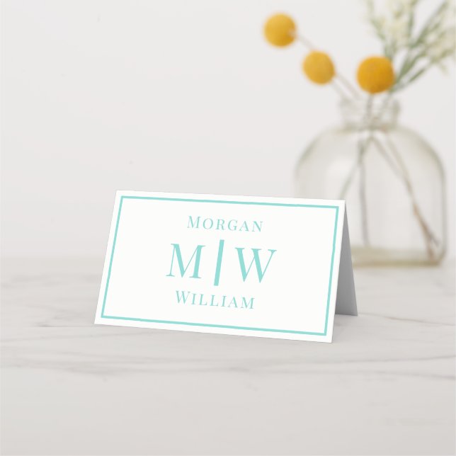 Simple Couple Wedding 2 Initial Name VS DIY Colour Place Card (Front)