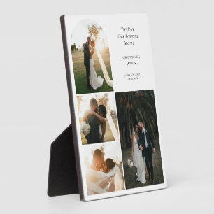 Simple Couple Wedding Anniversary 4 Photo Collage Plaque