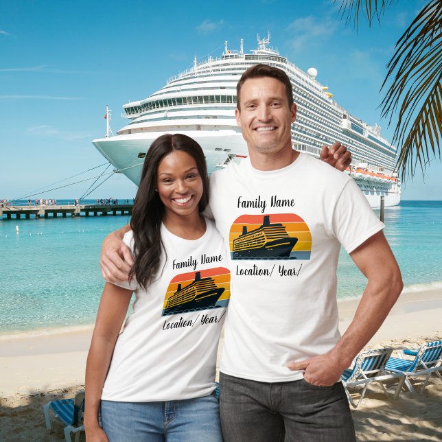 Simple Couples Cruise Vacation Personalize T-Shirt (Simple Design for those preparing for their trip. Easy to add your names, year, trip for keepsake.)