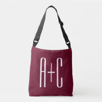 Simple Couples Initials | White & Burgundy