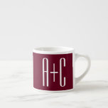 Simple Couples Initials | White & Burgundy Espresso Cup<br><div class="desc">Classy,  bold & modern.</div>