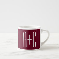 Simple Couples Initials | White & Burgundy