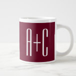 Simple Couples Initials | White & Burgundy Large Coffee Mug<br><div class="desc">Classy,  bold & modern.</div>