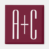 Simple Couples Initials | White & Burgundy
