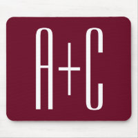 Simple Couples Initials | White & Burgundy