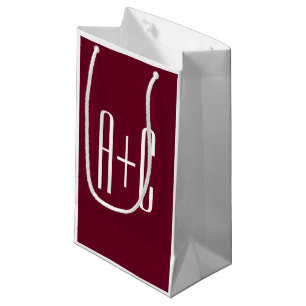 Simple Couples Initials White & Burgundy Small Gift Bag