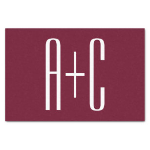 Simple Couples Initials   White & Burgundy Tissue Paper