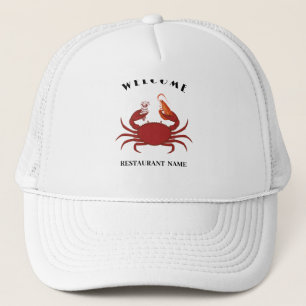 Simple crab shrimp seafood Restaurant logo name Trucker Hat