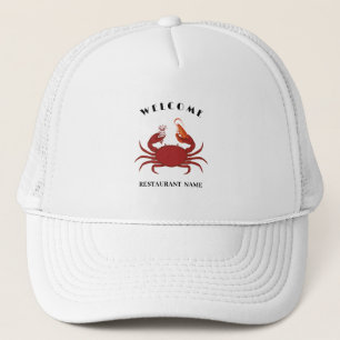 Simple crab shrimp seafood Restaurant logo name Trucker Hat