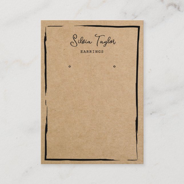 simple craft paper Earring frame display add logo Business Card (Front)