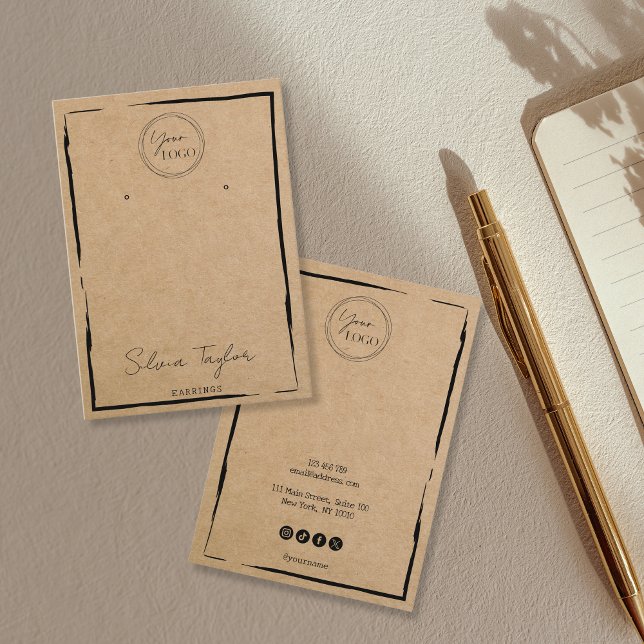 simple craft paper Earring frame display add logo Business Card (Creator Uploaded)
