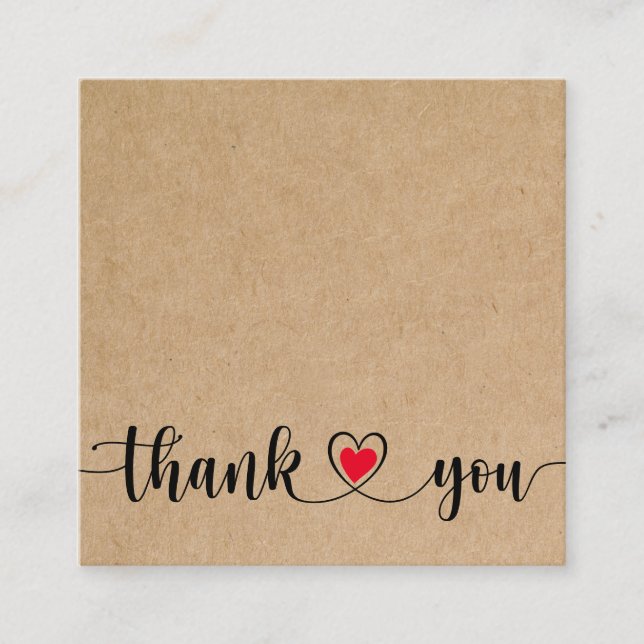 simple craft script thank you for your order square business card (Front)
