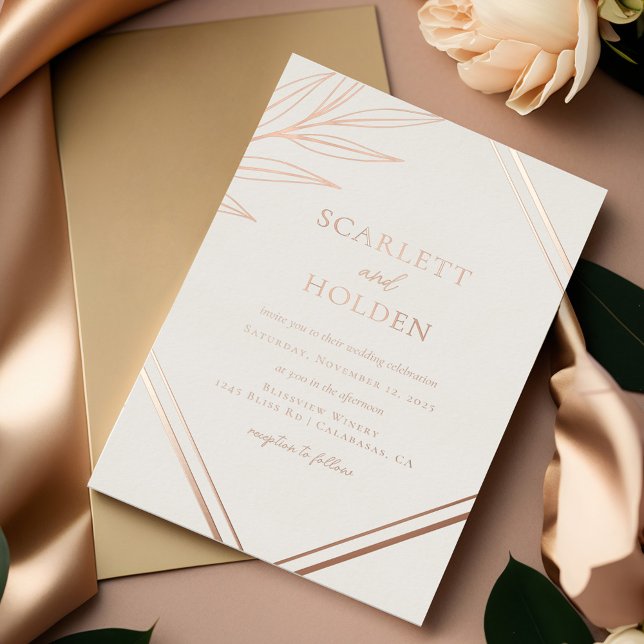 Simple Cream and Rose Gold Leaf Wedding (Creator Uploaded)