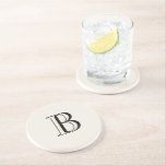 Simple Cream & Black Monogram Cream  Coaster<br><div class="desc">Cream and black Monogram  Cream background stone coaster.  Monogram gift.</div>