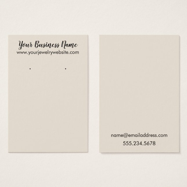 Simple Cream Earring Holder Display Cards (Front & Back)