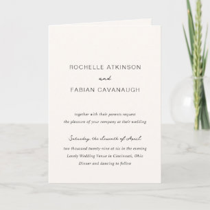 Simple Cream Elegant Wedding Invitation