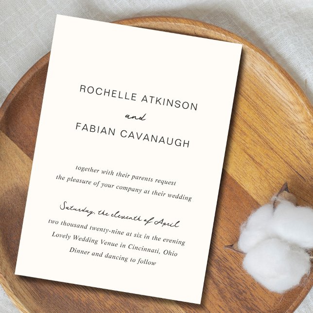 Simple Cream Elegant Wedding Invitation (Creator Uploaded)