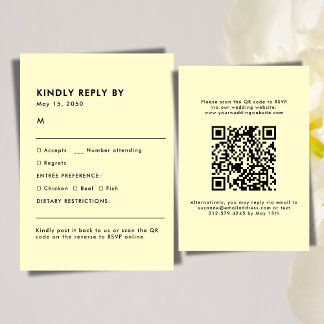 Simple Cream Meal Choice Wedding RSVP Card