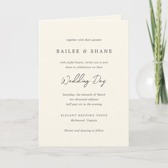 Simple Cream Modern Wedding Invitation (Front)