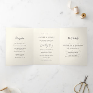 Simple Cream Modern Wedding Tri-Fold Invitation