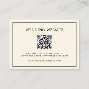 Simple Cream Monogram QR Code Elegant Wedding Enclosure Card