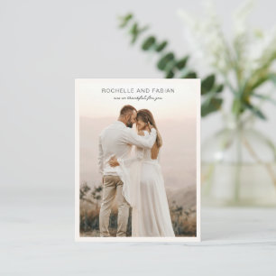 Simple Cream Photo Elegant Wedding Thank You Card