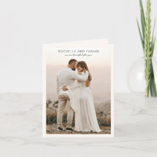 Simple Cream Photo Elegant Wedding Thank You Card