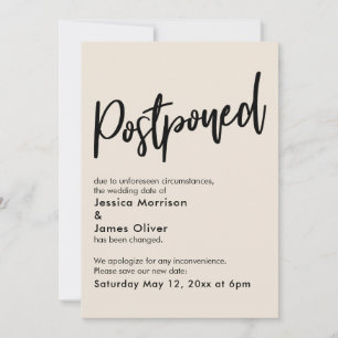 Simple Cream Postponed Wedding Announcement