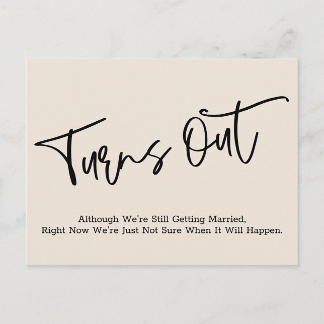 Simple Cream Postponed Wedding Announcement Postcard (Front)