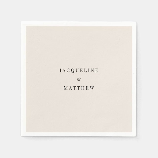 Simple Cream Wedding Cocktail Napkin (Front)