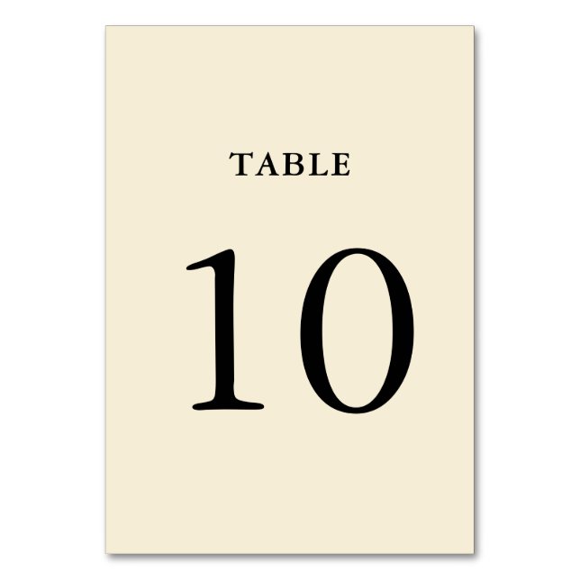 Simple Cream Wedding Table Number (Front)