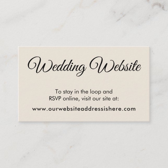 Simple Cream Wedding Website Enclosure Cards (Front)