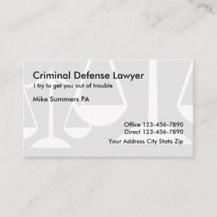 Simple Criminal Defence Lawyer Business Card
