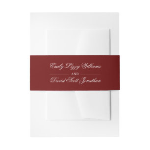 Simple Crimson Red Elegant Script Invitation Belly Band